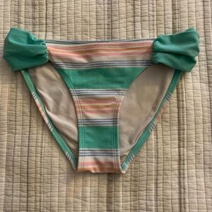 aerie Pastel Striped Bikini Bottom with Mint Side Ruching